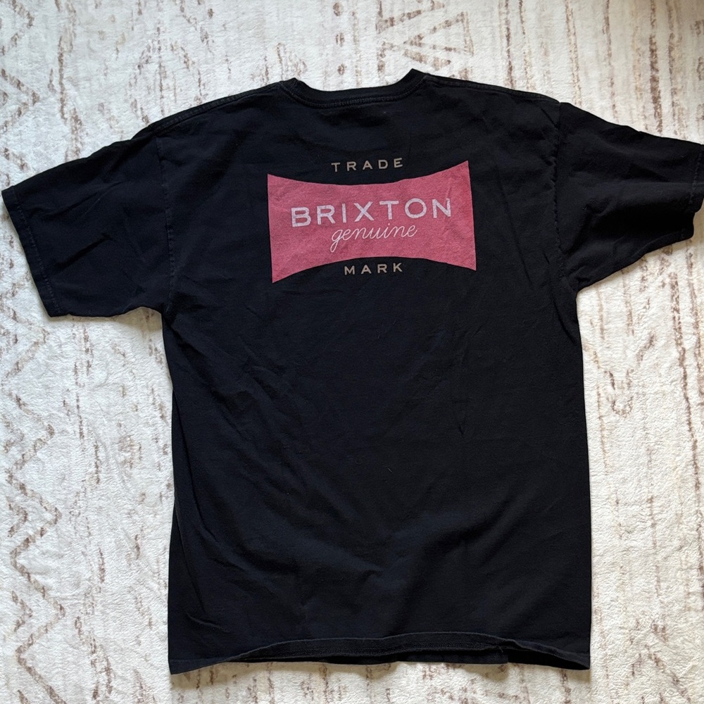 Brixton Black Tee with Burgundy Logo